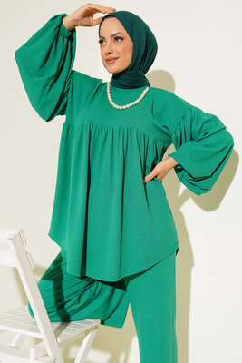 Bileği Lastikli Fitilli İkili Takım Yeşil - Thumbnail