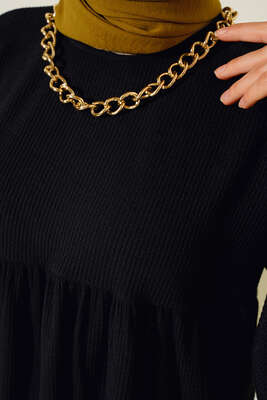 Bileği Lastikli Fitilli İkili Takım Siyah - Thumbnail