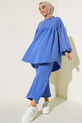 Bileği Lastikli Fitilli İkili Takım İndigo - Thumbnail