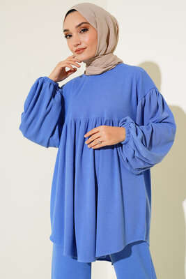 Bileği Lastikli Fitilli İkili Takım İndigo - Thumbnail