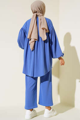 Bileği Lastikli Fitilli İkili Takım İndigo - Thumbnail