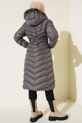 Kemerli Şişme Mont Füme - Thumbnail