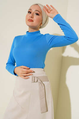 Fitilli Uzun Kol Body İndigo - Thumbnail