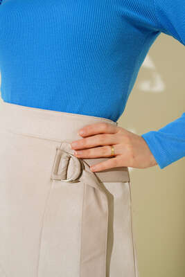 Fitilli Uzun Kol Body İndigo - Thumbnail