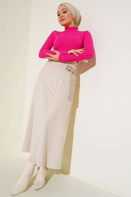 Fitilli Uzun Kol Body Fuşya - Thumbnail