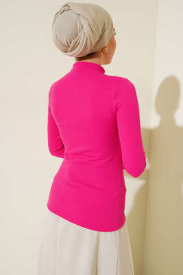 Fitilli Uzun Kol Body Fuşya - Thumbnail