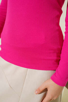 Fitilli Uzun Kol Body Fuşya - Thumbnail