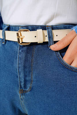 Mom Friend Düz Jean Pantolon Kot Mavisi - Thumbnail