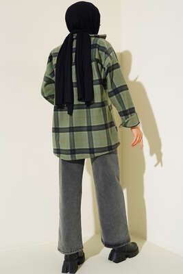 Çift Cepli Polar Gömlek Yeşil - Thumbnail