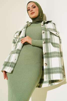 Çift Cepli Polar Gömlek Ekru - Thumbnail