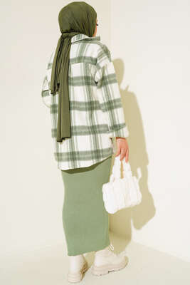 Çift Cepli Polar Gömlek Ekru - Thumbnail