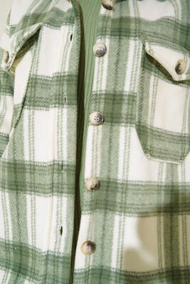 Çift Cepli Polar Gömlek Ekru - Thumbnail