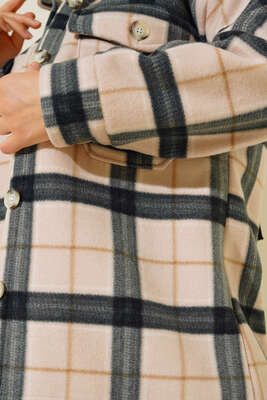 Çift Cepli Polar Gömlek Bej - Thumbnail