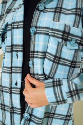 Çift Cepli Polar Gömlek Bebe Mavi - Thumbnail