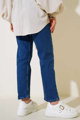 Yüksek Bel Taşlı Havuç Jean Pantolon Kot - Thumbnail