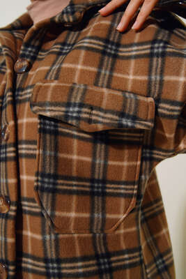 Çift Cepli Polar Gömlek Kahve - Thumbnail