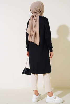 Cep Arma Detaylı Basic Tunik Siyah - Thumbnail