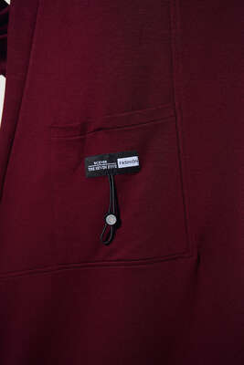 Cep Arma Detaylı Basic Tunik Bordo - Thumbnail
