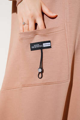 Cep Arma Detaylı Basic Tunik Bej - Thumbnail