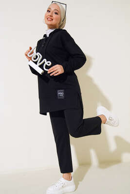 Pazarium - What Ever Armalı Kapüşonlu İkili Takım Siyah 