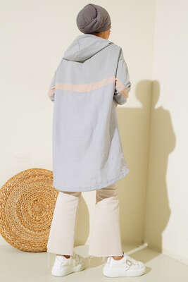 Kapüşonlu Garnili Hırka Çağla Yeşili - Thumbnail