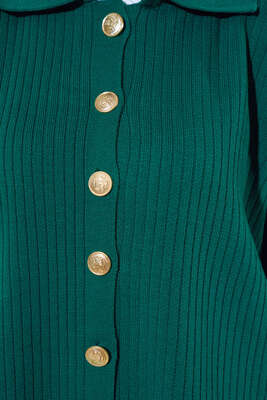 Boydan Düğmeli Fitilli İkili Takım Zümrüt Yeşili - Thumbnail