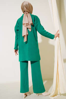 Boydan Düğmeli Fitilli İkili Takım Yeşil - Thumbnail