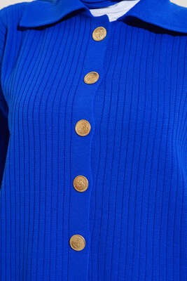 Boydan Düğmeli Fitilli İkili Takım Saks - Thumbnail