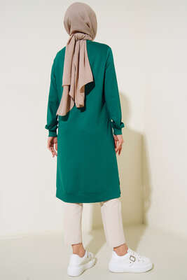 Cep Arma Detaylı Basic Tunik Yeşil - Thumbnail