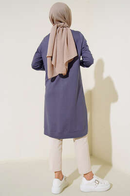 Cep Arma Detaylı Basic Tunik Gri - Thumbnail