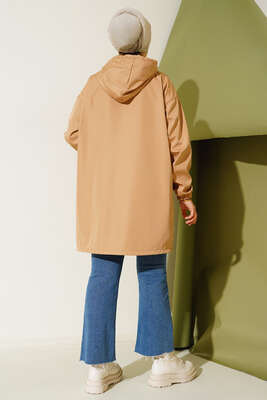 Fermuarlı Yağmurluk Camel - Thumbnail