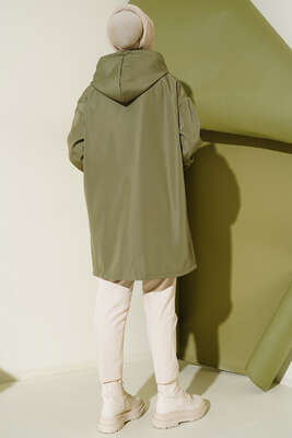 Fermuarlı Yağmurluk Haki - Thumbnail