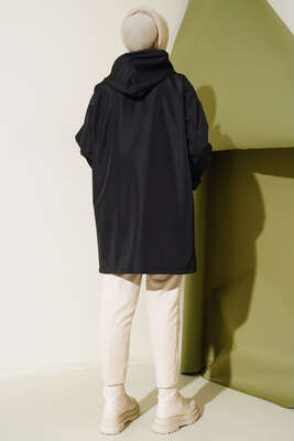 Fermuarlı Yağmurluk Siyah - Thumbnail