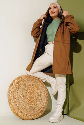 Fermuarlı Yağmurluk Taba - Thumbnail