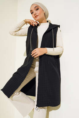 İp Taşlı Yelek Siyah - Thumbnail