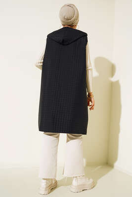 İp Taşlı Yelek Siyah - Thumbnail