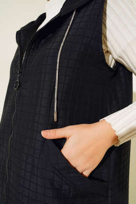 İp Taşlı Yelek Siyah - Thumbnail