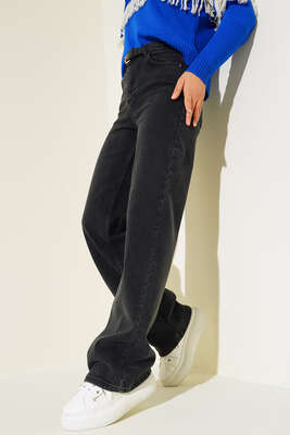 Yüksel Bel Palazzo Pantolon Füme - Thumbnail