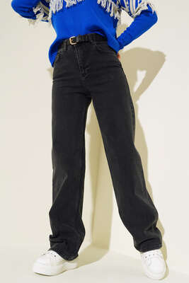 Yüksel Bel Palazzo Pantolon Füme - Thumbnail