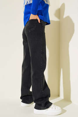 Yüksel Bel Palazzo Pantolon Füme - Thumbnail