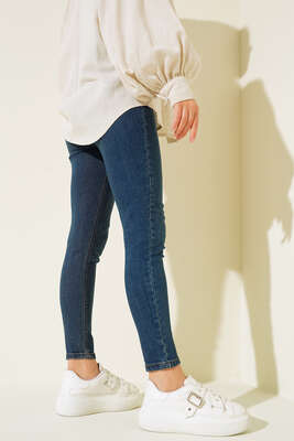 Yüksek Bel Dar Paça Kot Pantolon Mavi - Thumbnail