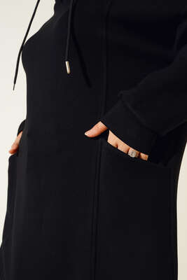 Dik Yaka Fermuarlı Tunik Siyah - Thumbnail