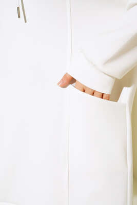 Dik Yaka Fermuarlı Tunik Ekru - Thumbnail