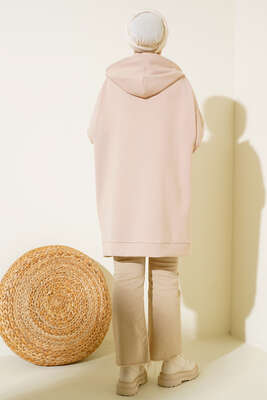 Dik Yaka Fermuarlı Tunik Bej - Thumbnail