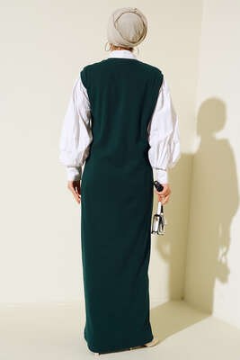 Fitilli Kolsuz Elbise Zümrüt - Thumbnail