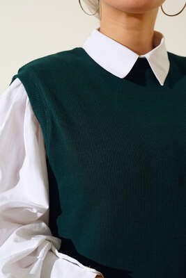 Fitilli Kolsuz Elbise Zümrüt - Thumbnail