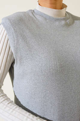 Fitilli Kolsuz Elbise Gri - Thumbnail