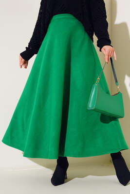Kaşe Kloş Etek Yeşil - Thumbnail