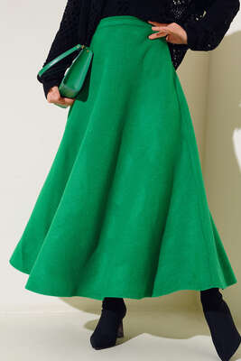 Kaşe Kloş Etek Yeşil - Thumbnail