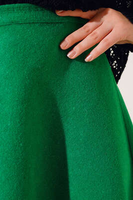 Kaşe Kloş Etek Yeşil - Thumbnail